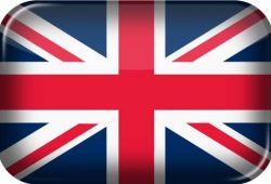 A Great Britain United Kingdom union jack web icon rectangle button with clipping path